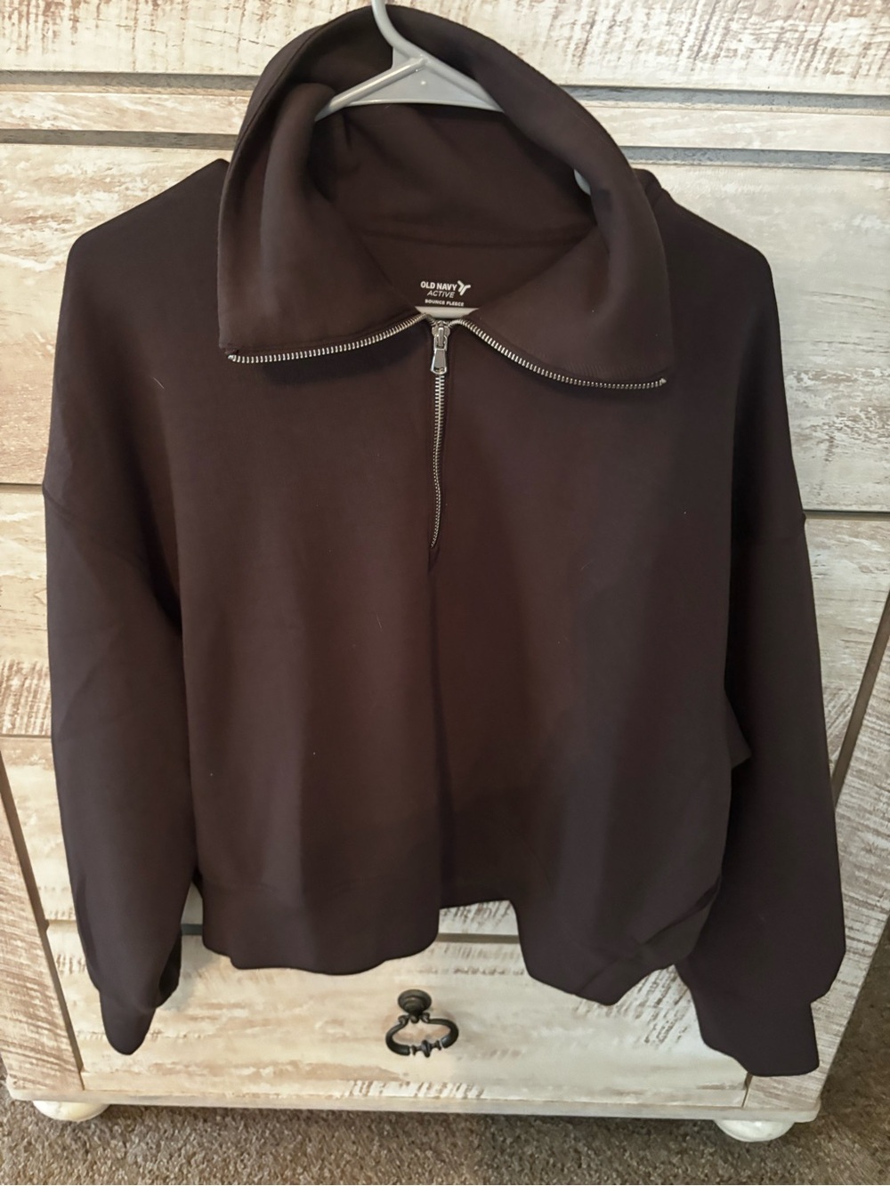 Old Navy Brown Half-Zip Cowl Neck Sweater